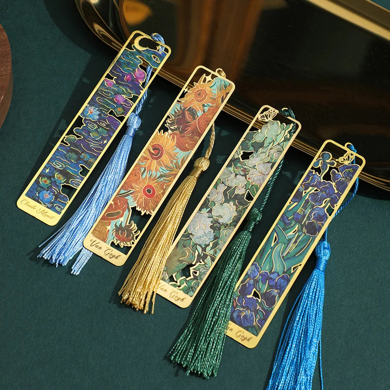 Floral Metal Bookmark with Tassel