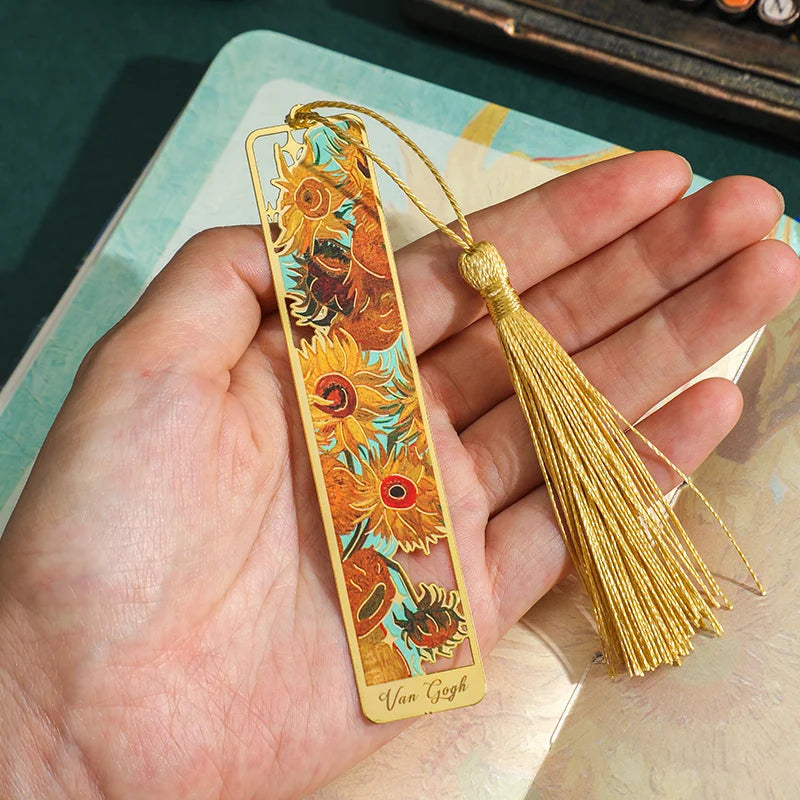 Floral Metal Bookmark with Tassel