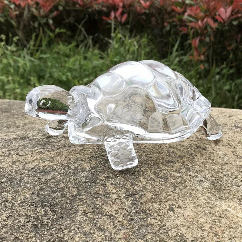 Adorno de tortuga de cristal