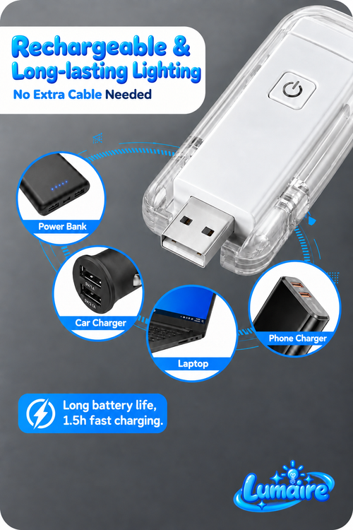 Carregamento USB com títulos arredondados e azuis